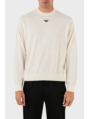 Emporio Armani Logolu Bisiklet Yaka Regular Fit % 100 Yün Kazak Erkek Kazak 6R1MXG 1mngz F1F4