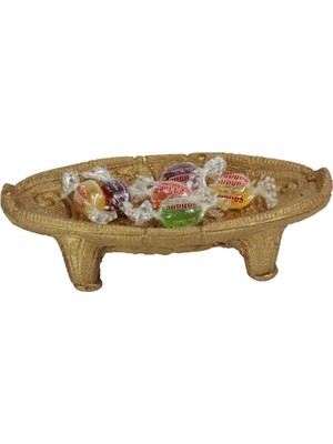 Evene Şekerlik Altın Renk Sunumluk Drajelik Dekoratif Tabak Model 7