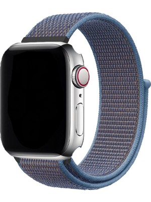 E2M Apple Watch 38-40-41MM Krd-03 Hasır Kanvas Mavi K