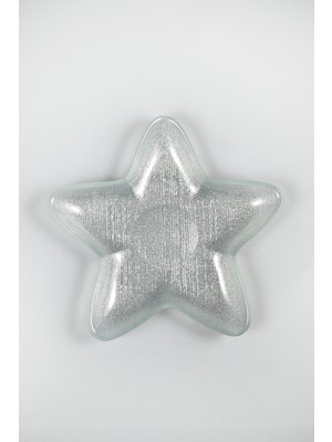 Heritage Yılbaşı Yeni Yıl Gümüş Sim Yıldız Sunum Servis Tabağı Çerezlik 23 cm