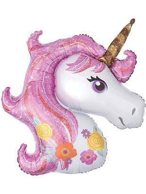 Kidspartim Unicorn Çiçekli Folyo Balon 100 cm