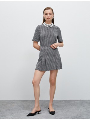 Koton Simli Triko Mini Etek Pileli