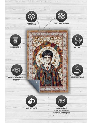 Homshtag Pop Art Renkli Harry Potter Halısı Yıkanabilir Çocuk Odası Halısı Çok Renkli Halı Bohem Tarzı Potterhead Halısı