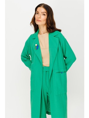 Esswaap Keten Kumaş Ceket Pantolon Takım Yeşil
