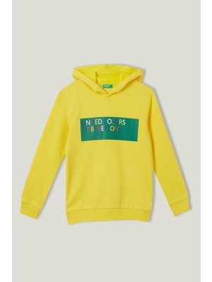 United Colors Of Benetton Benetton Baskılı Kapşonlu Sweatshirt