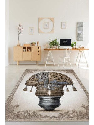 Homshtag Parlak Fikir Barok Tarzı Krem Renkli Orjinal Dekoratif Modern Home Office Halısı,Ofis Dekorasyonu