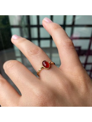 Hems Jewellery 14 Ayar Altın Akik Taşlı Yüzük