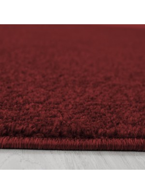 Carpettex Modern Desenli Halı Kısa Havlı Bulanık Düz Renkli Bordo Kırmızı