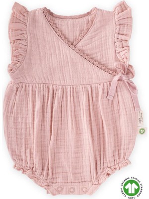 Cigit Organic Müslin Dantel Detaylı Şort Zıbın Pudra Pembe