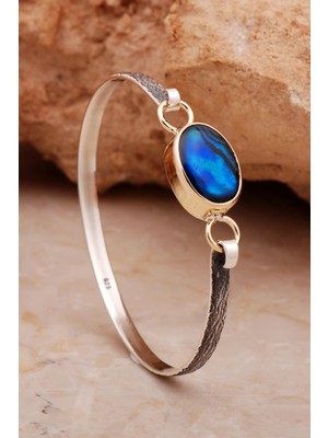 Sümer Telkari Okyanus Sedefi Dövme Elişi Tasarım Gümüş Bilezik 4383