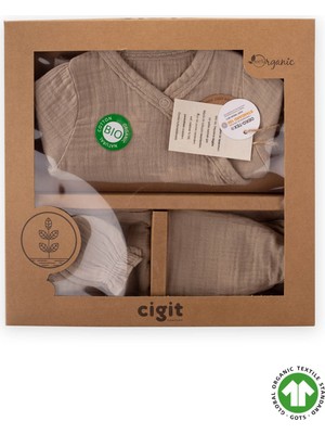 Cigit Organik Hastahane Çıkışı Bebek Takımı Vizon