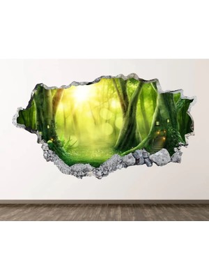 Kt Grup Büyülü Orman Full Hd Baskı 3D Modern Duvar Sticker