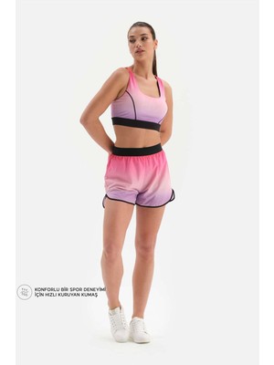 Dagi Pembe Kadın Şort Taytlı Degrade Esnek Yapı ile Rahat Spor Deneyimi Sunar