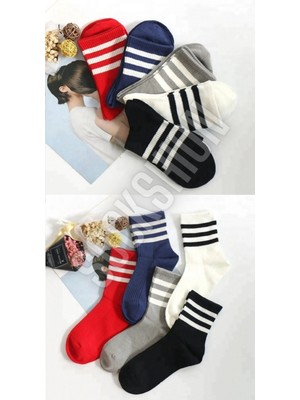 Sockshion Unisex 5'li Çizgili Tenis Model Çorap - Ekstra Rahat ve Esnek 5 Çift