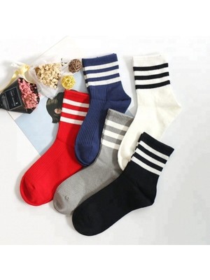 Sockshion Unisex 5'li Çizgili Tenis Model Çorap - Ekstra Rahat ve Esnek 5 Çift