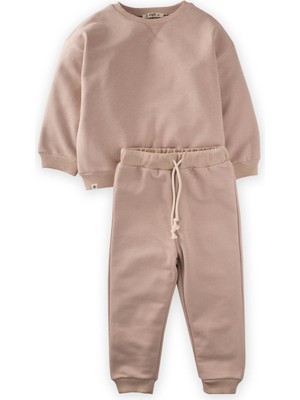 Cigit Basic Karyoka Detaylı Sweatshirt Takım 3-8 Yaş Bej