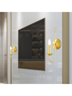 Apliqa Talıs Gold Duvar Lambası Yatak Odası-Yatak Başı-Banyo İçin Modern Aplik