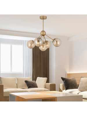 Apliqa Meyo 5Li Eskitme Bal Camlı Modern Genç Odası Yatak Odası Salon Avize