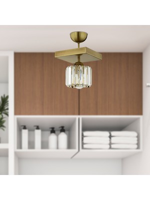 Apliqa Sabrina Tekli Eskitme Plafonyer Kristalli Taşlı Modern Tasarım Kristal Salon Avize