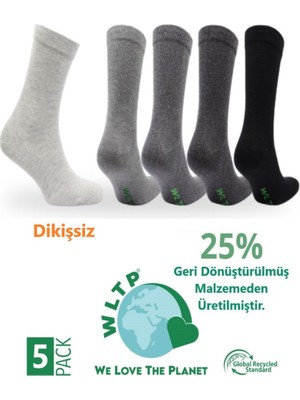 Wltp Günlük 5 Renk Penye Çorap 5 Çift -Dikişsiz- %25'i Geri Dönüşümden