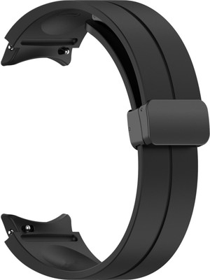 Gpack Samsung Galaxy Watch 6 Classic 47MM Kordon Silikon Mıknatıslı Ayarlanabilir HS19 Siyah