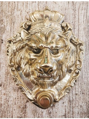 House2Home El Yapımı Pirinç Aslan Kapı Zili Sarı