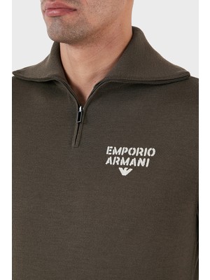 Emporio Armani Yünlü Regular Fit Fermuarlı Dik Yaka Kazak Erkek Kazak 6R1MXF 1mnfz F440