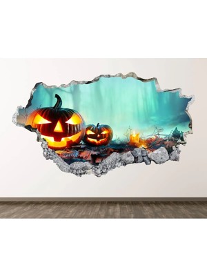 Kt Grup Cadılar Bayramı ve Balkabağı Full Hd Baskı 3D Modern Duvar Sticker