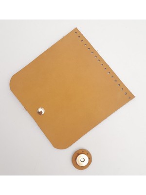 Angel Çanta Aksesuar 14X14 cm Açık Taba  Deri Çanta Kapağı Light Gold Metalli