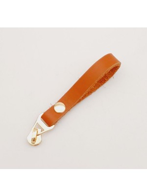 Angel Çanta Aksesuar Turuncu Taba Renk  Derili Light Gold Döngülü Fermuar Başı