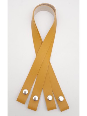 Angel Çanta Aksesuar Tek Kat Suni Deri Hardal Çıtçıtlı Çanta Sapı Gümüş Metalli