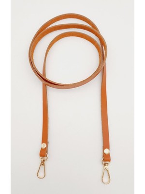 Angel Çanta Aksesuar  Deri Spagetti Model Turuncu Taba Light Gold Metal Çanta Sapı