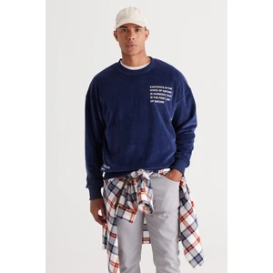 Altınyıldız Classics Erkek Lacivert Loose Fit Içi Polarlı 3 Iplik Bisiklet Yaka Uzun Kollu Sweatshirt
