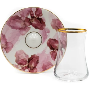 Pembe Çiçek 6 Kişilik 12 Parça Çay Seti