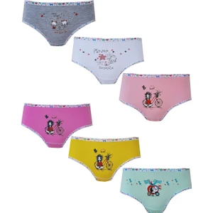Hepsine Rakip 6lı Kız Çocuk Baskılı Renkli Külot Likralı Slip