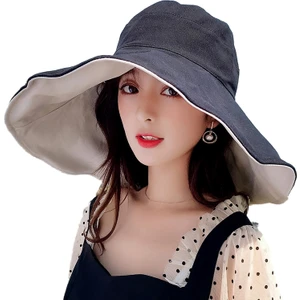 Büyük Boy Kenarlı Kova Şapka Katlanabilir Moda Plaj Şapkası (Yurt Dışından)