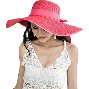 Egzotik Büyük Kenarlı Plaj Hasır Şapka Kadın Güneş Koruyucu Şapka (Yurt Dışından)