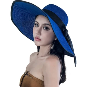 Egzotik Büyük Kenarlı Plaj Hasır Şapka Kadın Güneş Koruyucu Şapka (Yurt Dışından)