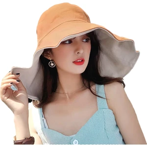 Büyük Boy Kenarlı Kova Şapka Katlanabilir Moda Plaj Şapkası (Yurt Dışından)