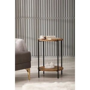 Yuvarlak Tablalı Iki Katlı Sehpa Q42X60 CM Siyah