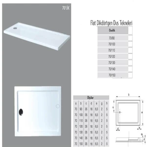 Tekno Duşakabin Dikdörtgen Flat Duş Teknesi H:5 cm