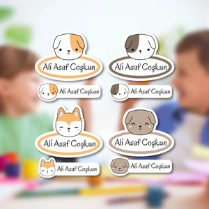 Kişiye Özel Okul Etiket Seti - 120 Adet - Kokusuz Ekolojik Mürekkep Pvc Etiket Sticker 4 Farklı Model