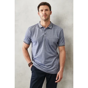 AC&Co / Altınyıldız Classics Erkek Çekmeyen Pamuklu Kumaş Regular Fit Rahat Kesim Lacivert Kıvrılmaz Polo Yaka Cepli Tişört