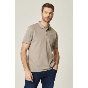 AC&Co / Altınyıldız Classics Erkek Çekmeyen Pamuklu Kumaş Regular Fit Rahat Kesim Nefti-beyaz Kıvrılmaz Polo Yaka Cepli Tişört