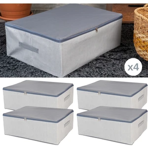 4 Adet Mega Boy Çizgi Desen Baskılı Antrasit Baza Altı Düzenleyici Hurç Seti 75x40x20 cm