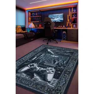 Benzersiz Gamer Halısı,Lacivert Oyuncu Odası Halısı,Modern Vintage Oyun Konsolu Halısı Yıkanabilir Oyuncu Halı