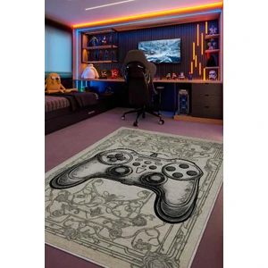 Gamer Odası Bej Halı,Krem Renkli Genç Odası halısı,Açık Renkli Oyuncu Odası Halısı,Krem Çocuk Odası Halısı