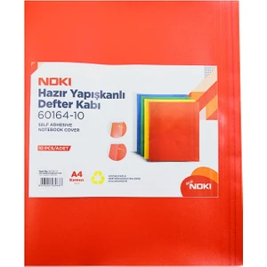 Hazır Yapışkanlı Defter Kabı A4 10LU Kırmızı 60164-10