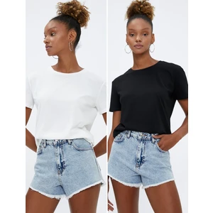 2'li Basic Tişört Seti Bisiklet Yaka Çok Renkli Pamuklu