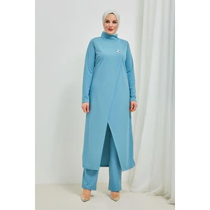 Burcu Tesettür Tesettür Tunik Pantolon Takım BRC8075 Mavi